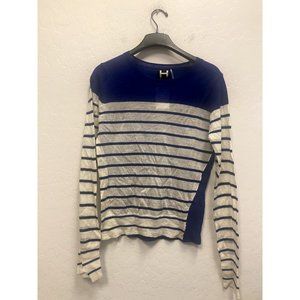 Nordstrom Rack Blue Striped Long Sleeve Blouse size L